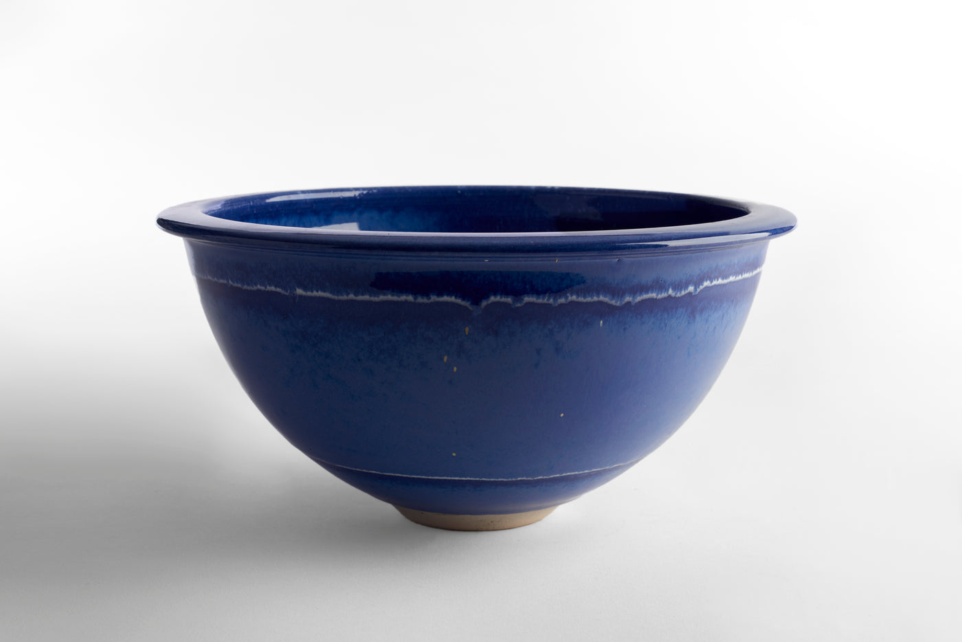 Handmade ceramic blue salad bowl